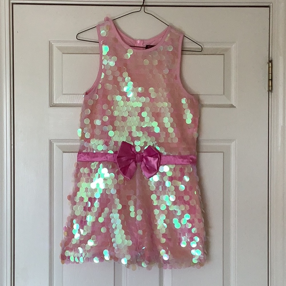Girl’s Jojo’s Closet Pink Sequin Romper with Bow